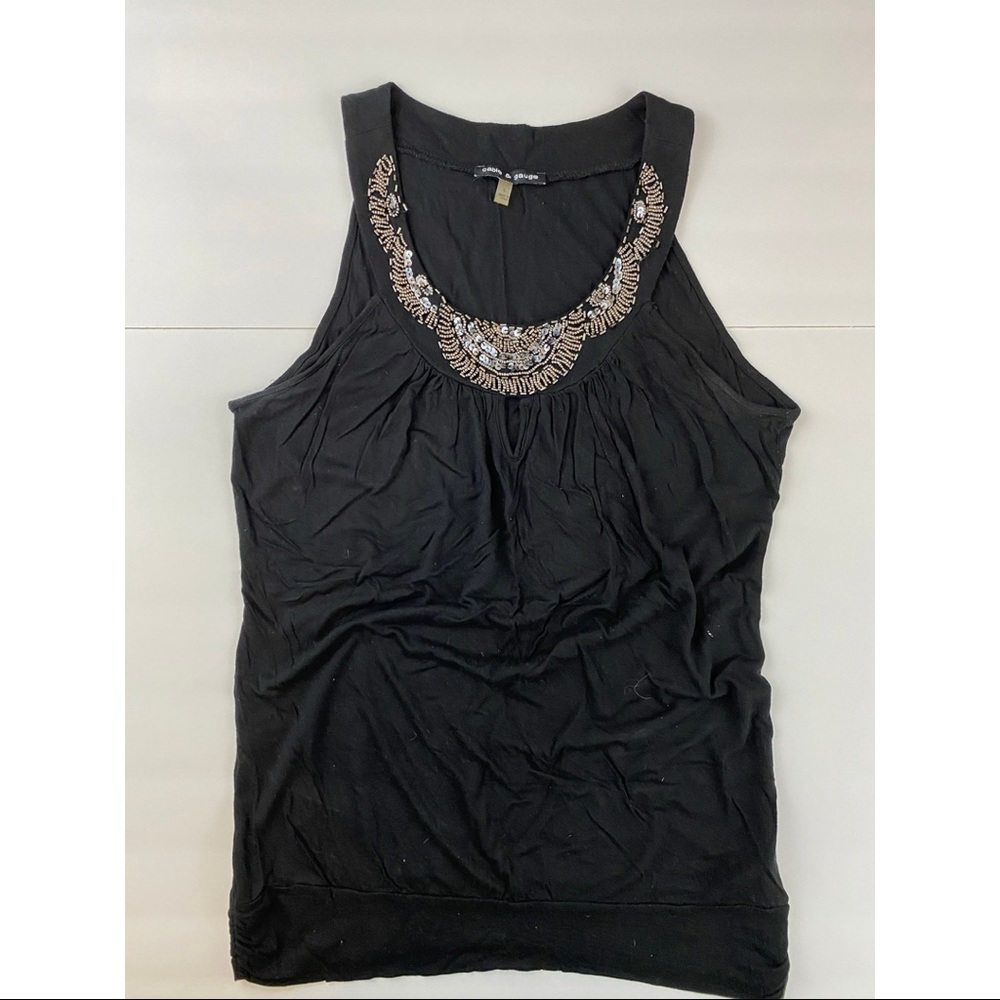 Cable & Guage Black Women’s Top with Decorative Beads and Sequins